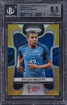 2018 Panini Prizm World Cup Gold Prizm #80 Kylian Mbappe Rookie Card (#10/10) - BGS NM-MT+ 8.5